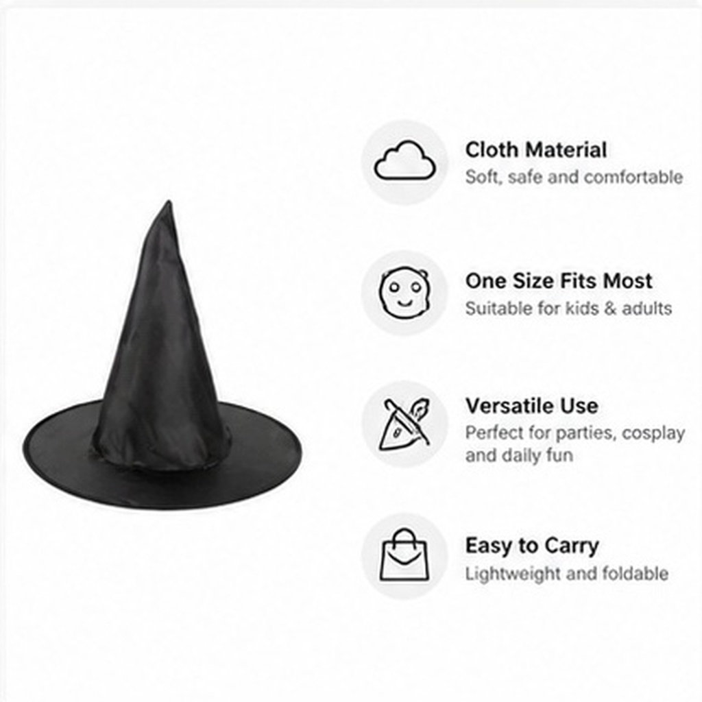 Easy Cosplay Prop - 8Pcs Halloween Witch Hat Wide Brim