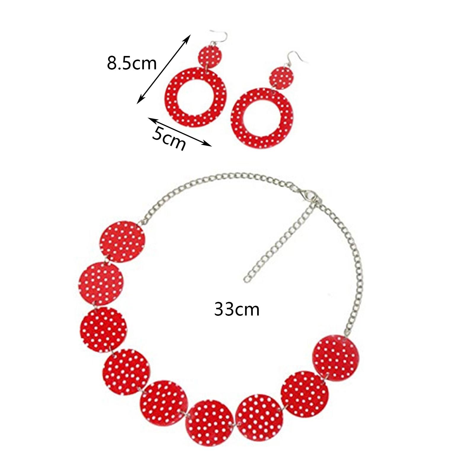Magnetic Clasp Cosplay - 50's Themed Earrings and Necklace Set