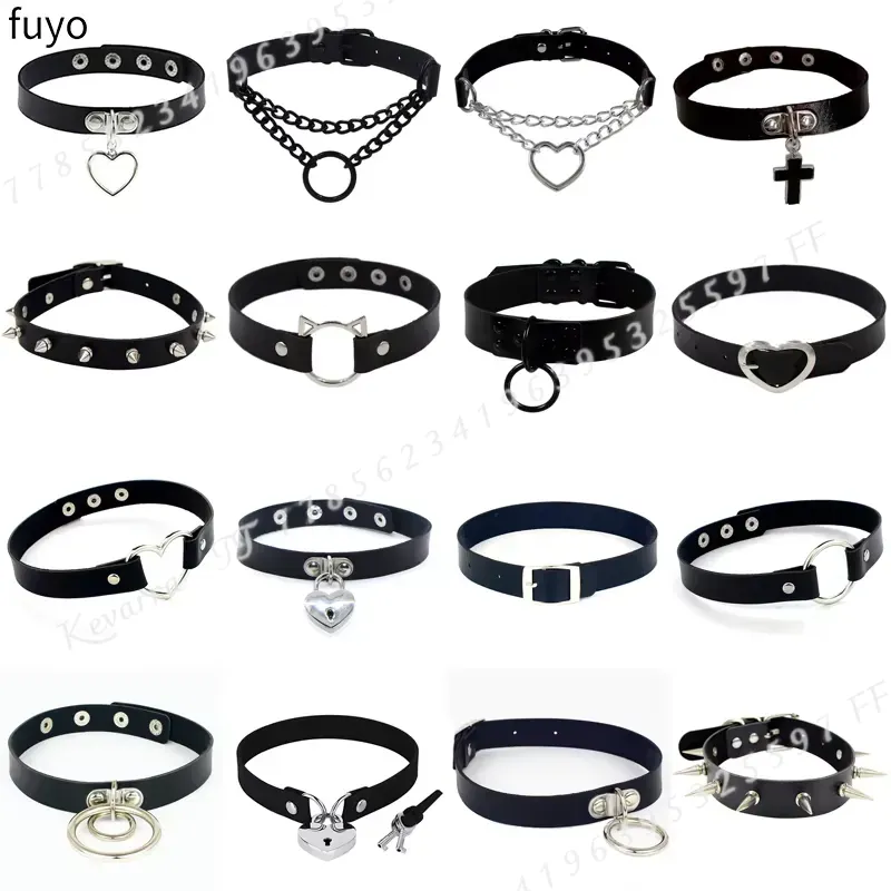 Sexy Punk Leather Choker Colla - Magnetic Clasp Cosplay 评论和价格