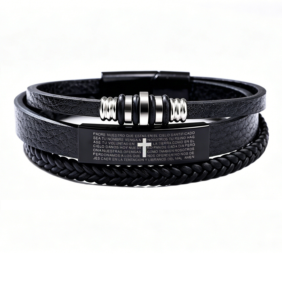 Men Triple Layer Braided Leath - Magnetic Clasp Cosplay 评论和价格