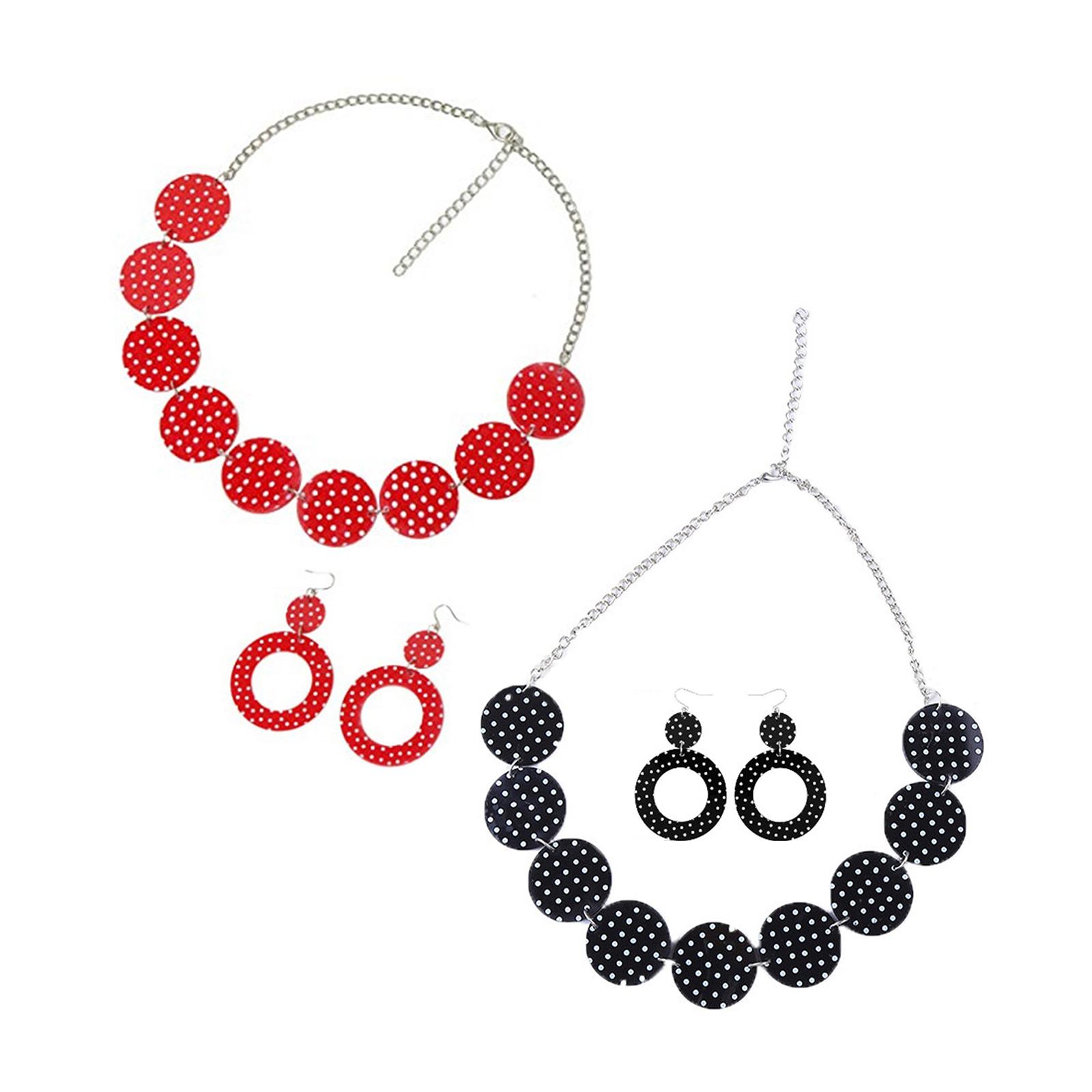 50'S Design Earrings and Neckl - Magnetic Clasp Cosplay 评论和价格