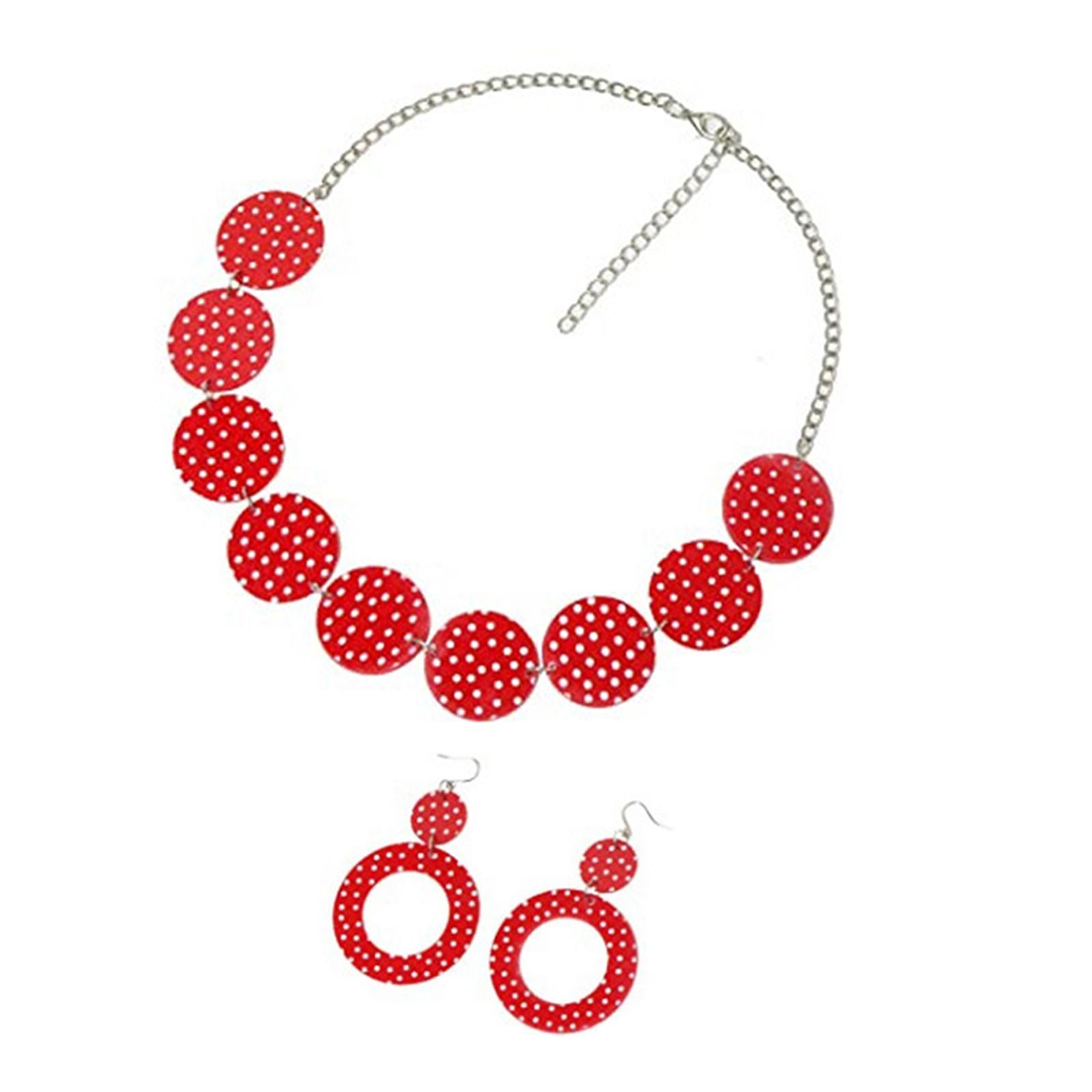 50'S Design Earrings and Neckl - Magnetic Clasp Cosplay 评论和价格