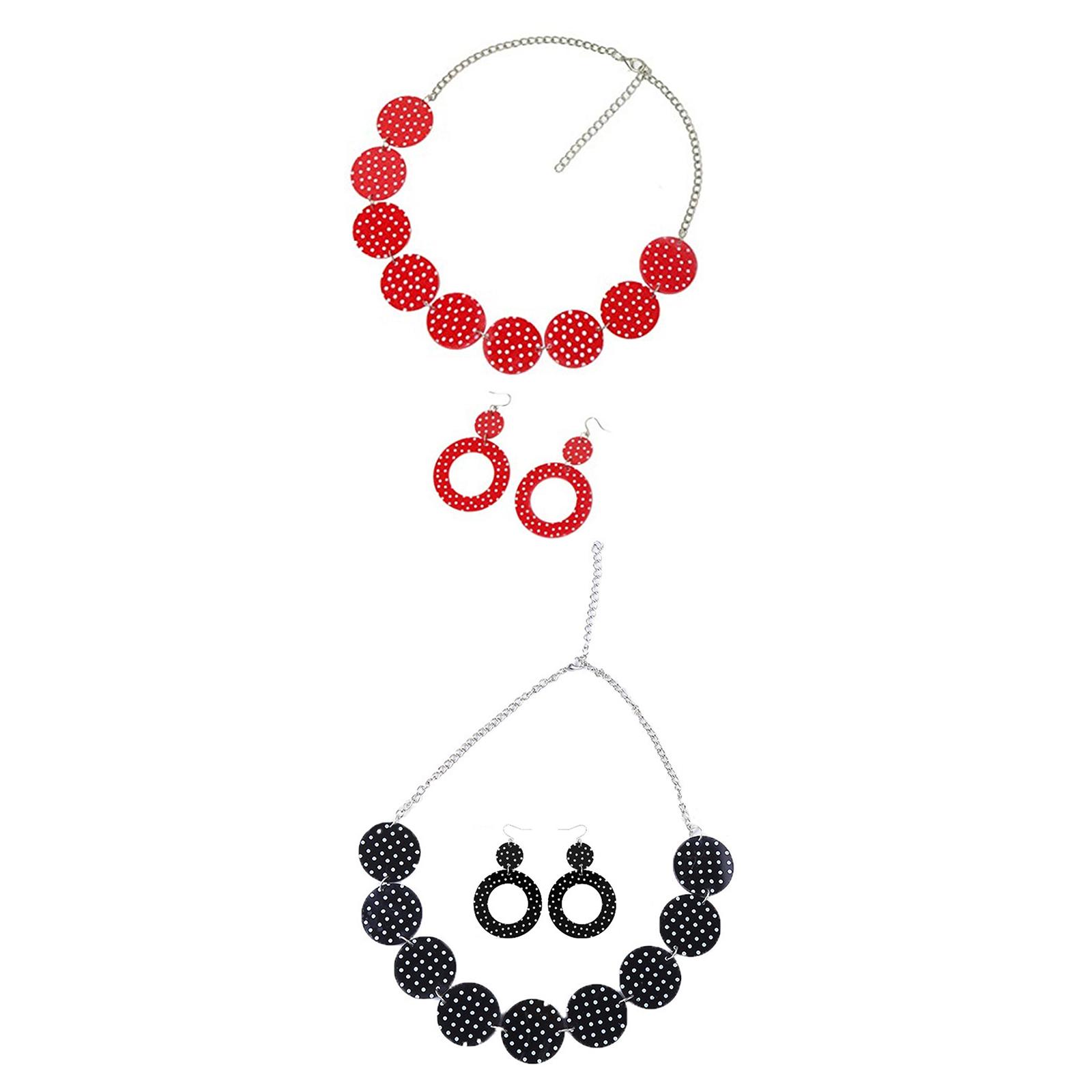 50'S Design Earrings and Neckl - Magnetic Clasp Cosplay 评论和价格